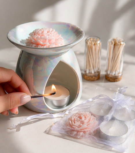 Opaline Glow warmer medium size, luxury home fragrance by Amanda Rose Co.