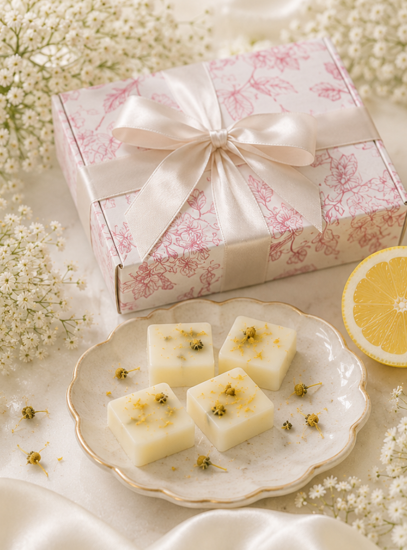 Citrus Crème Luxury Artisan Wax Tarts by Amanda Rose Co. — close-up of handcrafted wax tart details