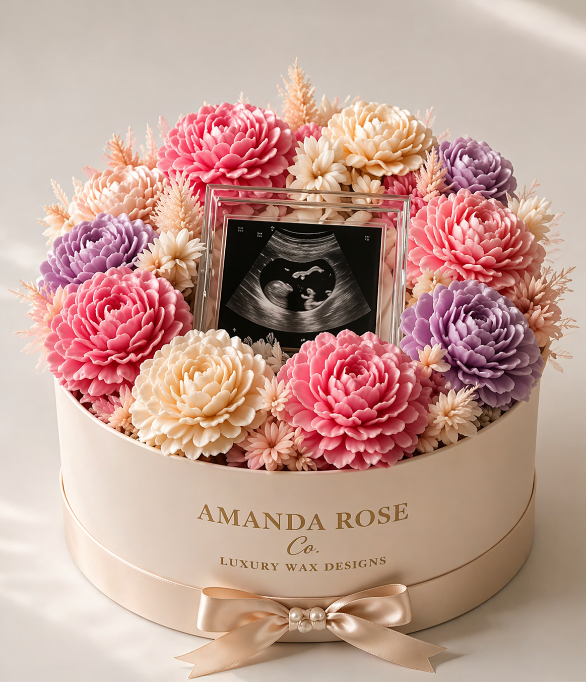 First Keepsake ultrasound-inspired wax floral keepsake gift box by Amanda Rose Co.