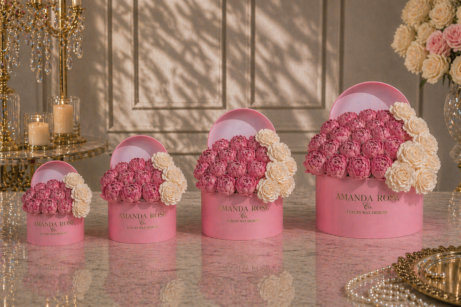 eavenly Garden wax floral arrangement detail, handcrafted in Scottsdale AZ
