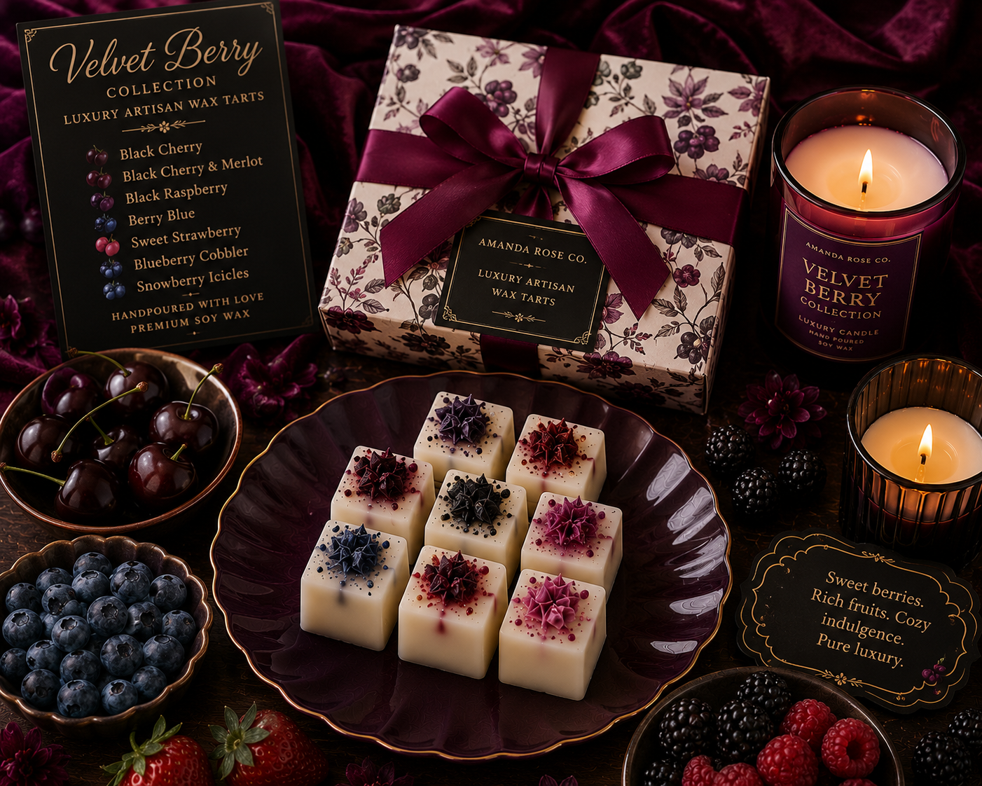 Velvet Berry Collection Luxury Artisan Wax Tarts