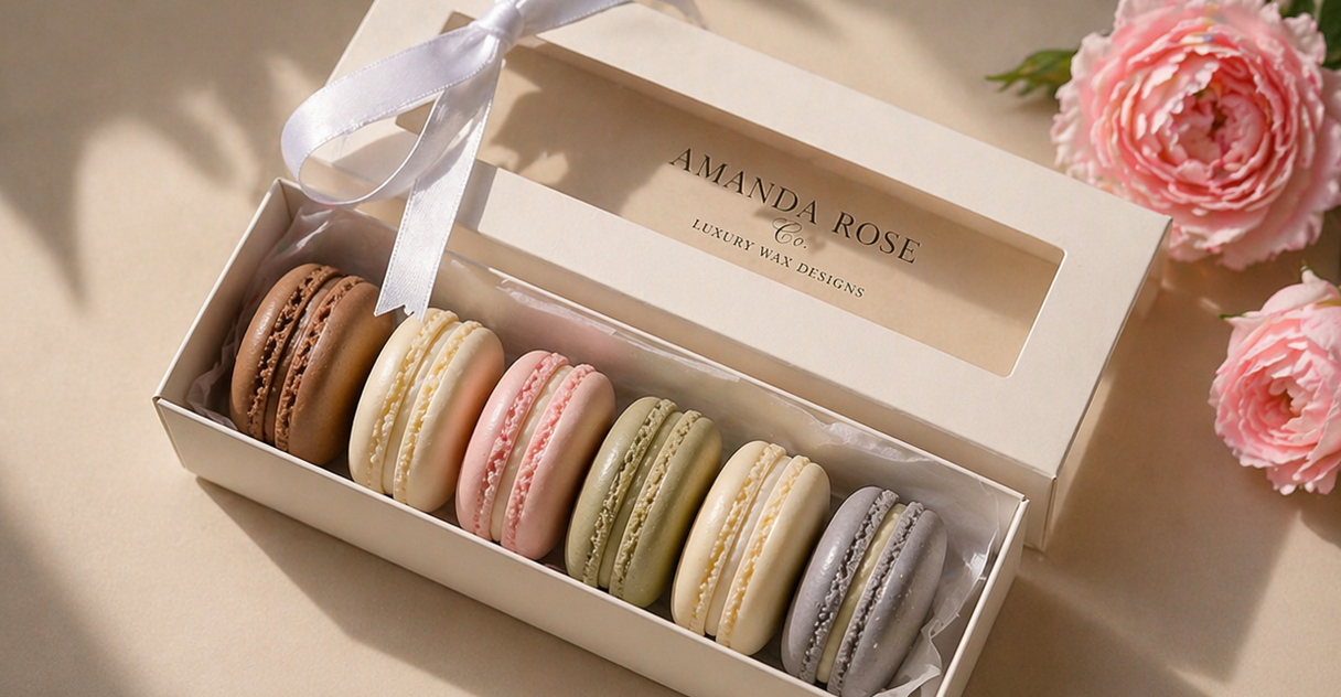 Decorative scented wax macarons in blush and cream, Amanda Rose Co.