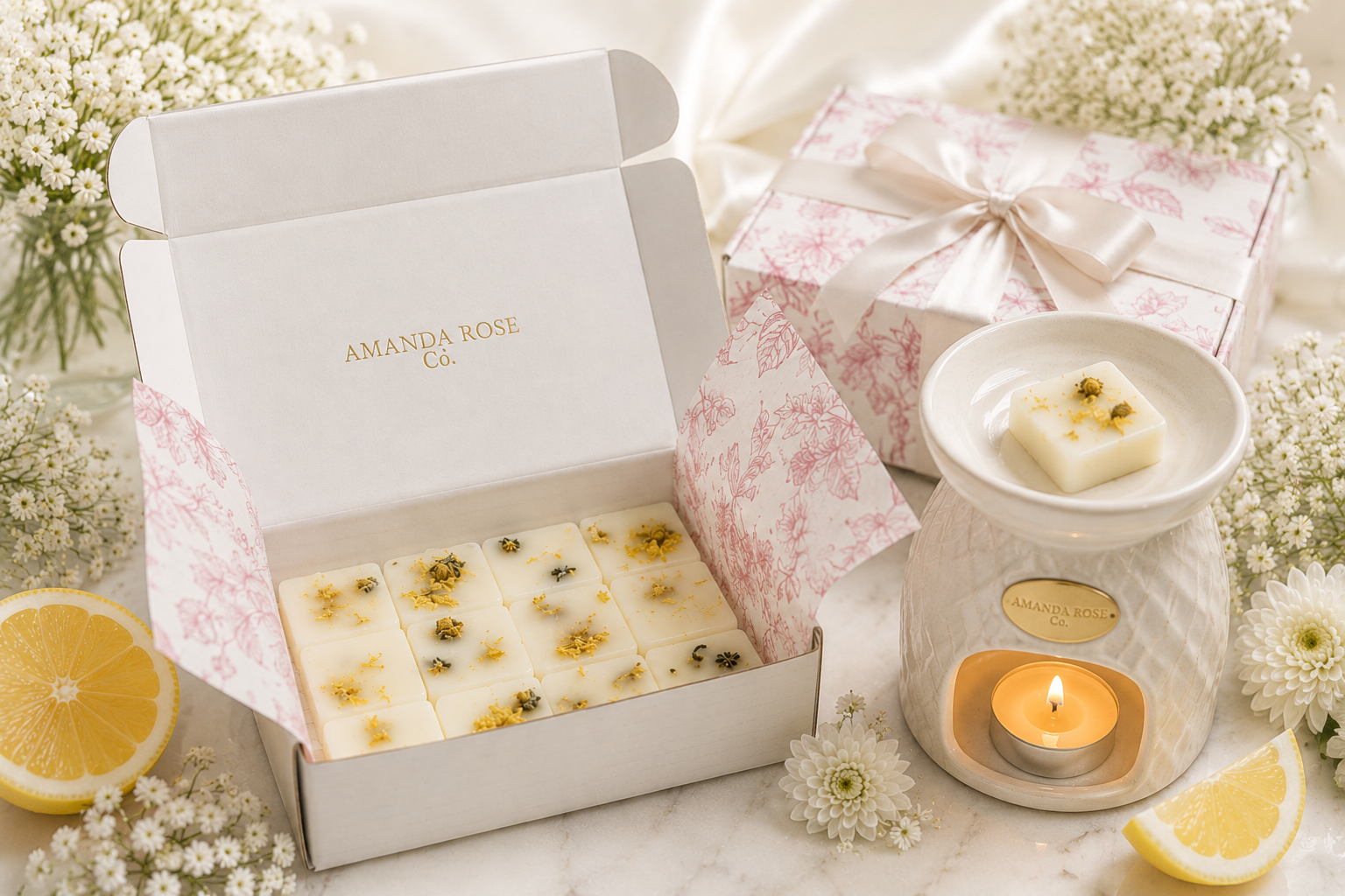 Citrus Crème Luxury Artisan Wax Tarts by Amanda Rose Co. — premium scented wax melts in a spa-inspired presentation
