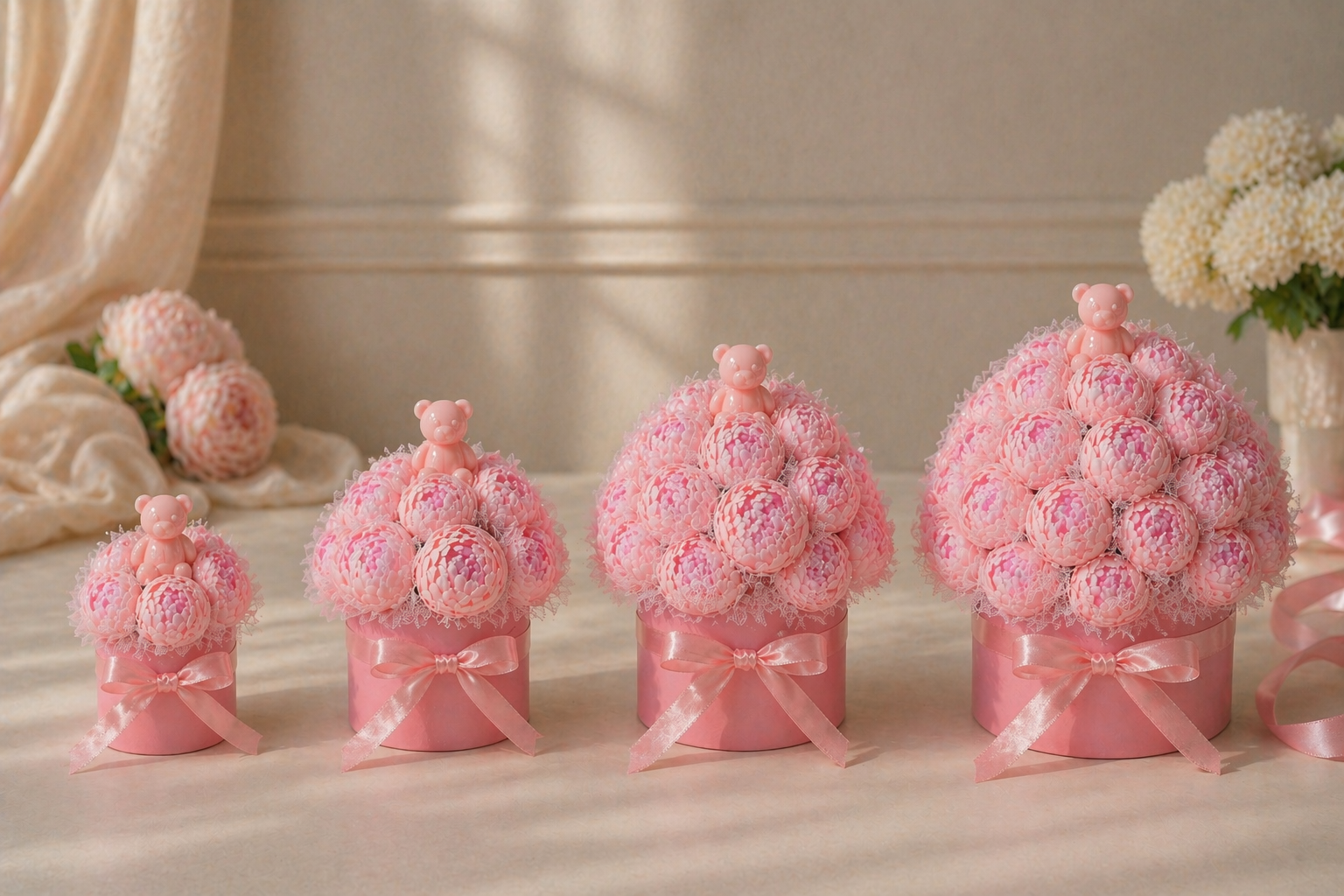 Petite wax floral baby shower gift box, handcrafted in Scottsdale AZ